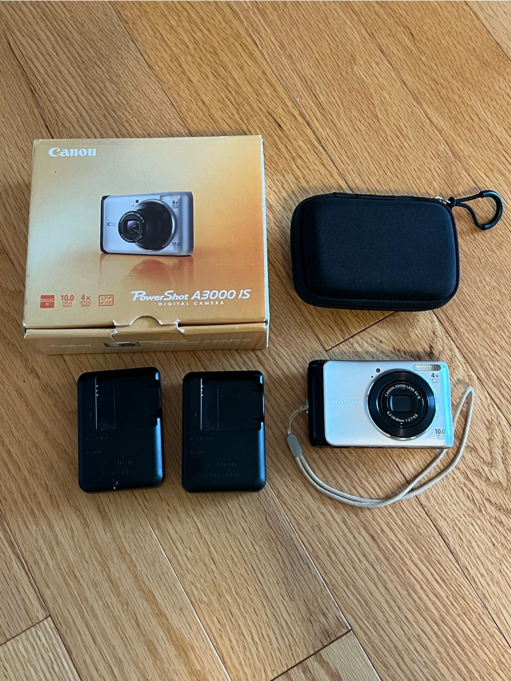 Canon Powershot A3000 IS Digital Camera with Case, 2 chargers and Battery